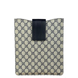 Gucci Navy Blue Leather Trim Coated GG Supreme iPad Case