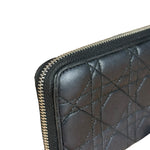 Christian Dior Vintage Black Quilted Leather Zippy Wallet