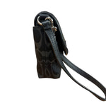 Coach Vintage Black Leather Trim C Canvas Flap Snap Clutch Wristlet