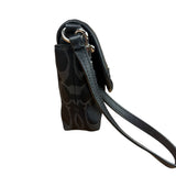 Coach Vintage Black Leather Trim C Canvas Flap Snap Clutch Wristlet