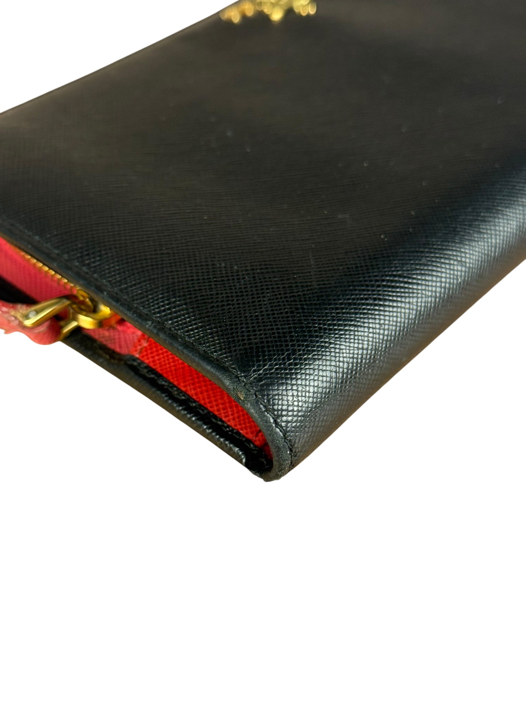 Prada Saffiano Leather Snap Long Wallet Black