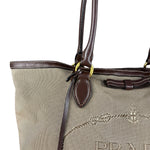 Prada Vintage Jacquard Logo Tote Brown