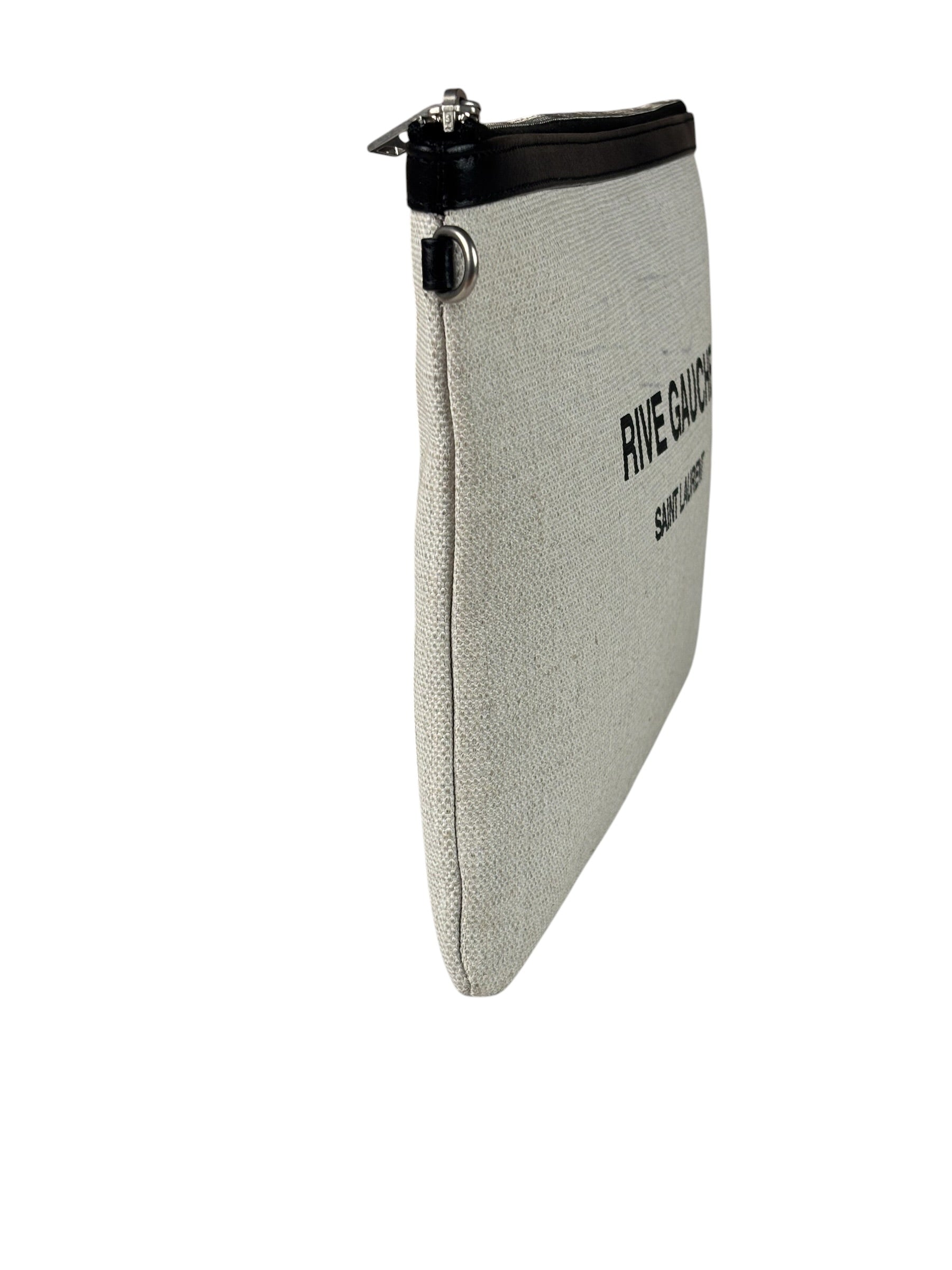 Yves Saint Laurent Off-White Rive Gauche Zipped Pouch