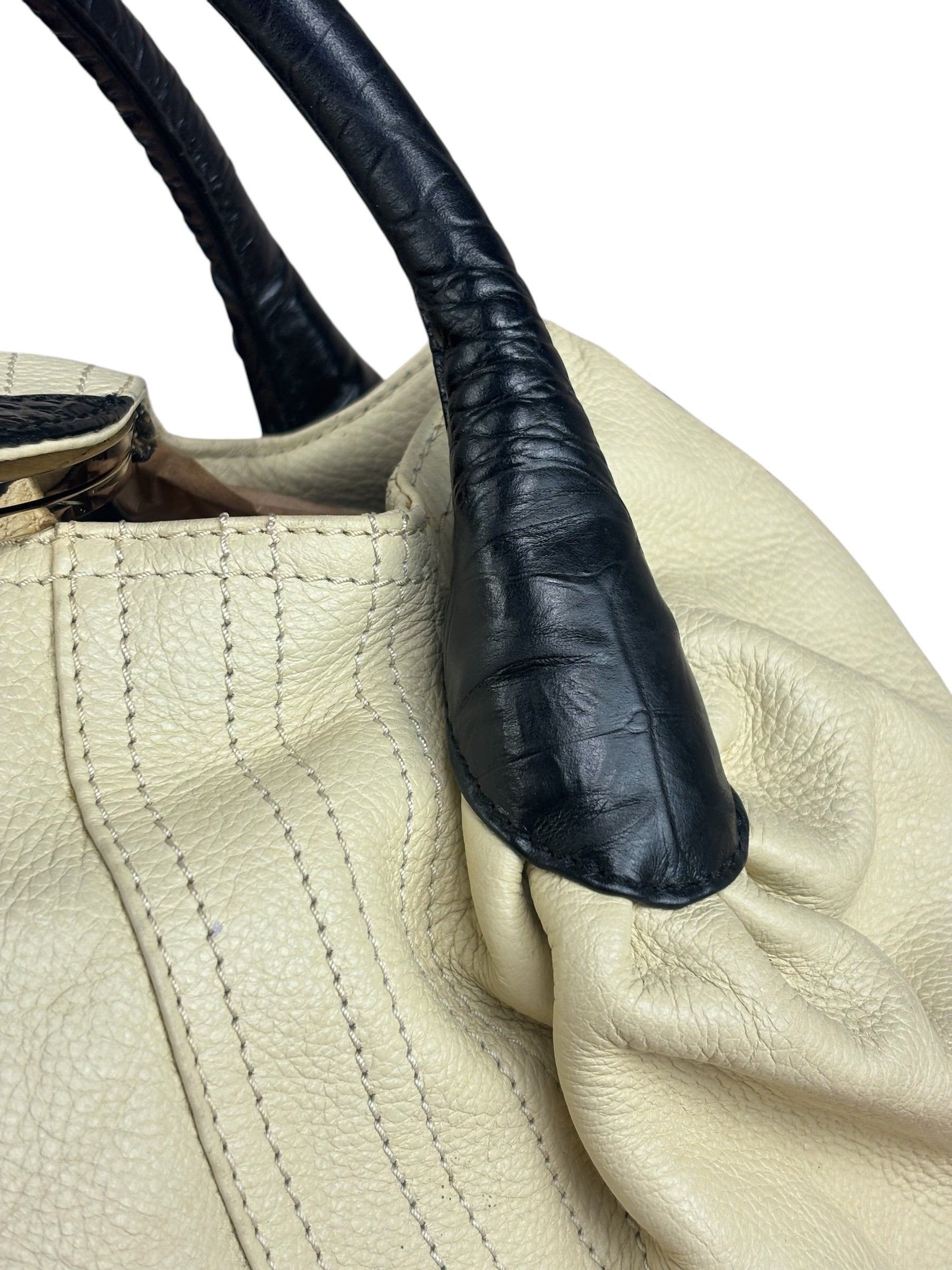 Fendi Off-White Grained Leather Spy Shoulder Bag