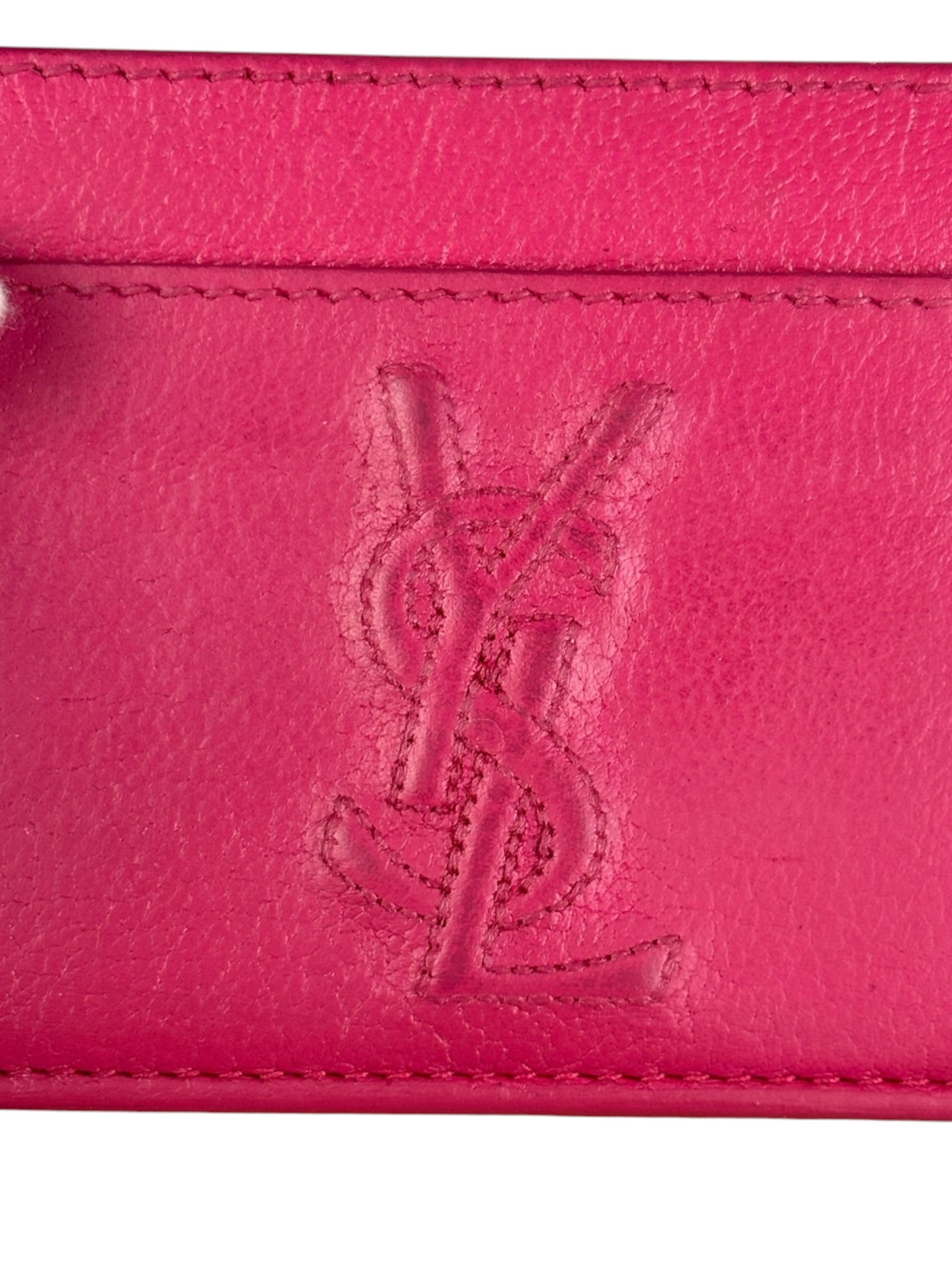 YSL Pink Leather Logo Cardholder