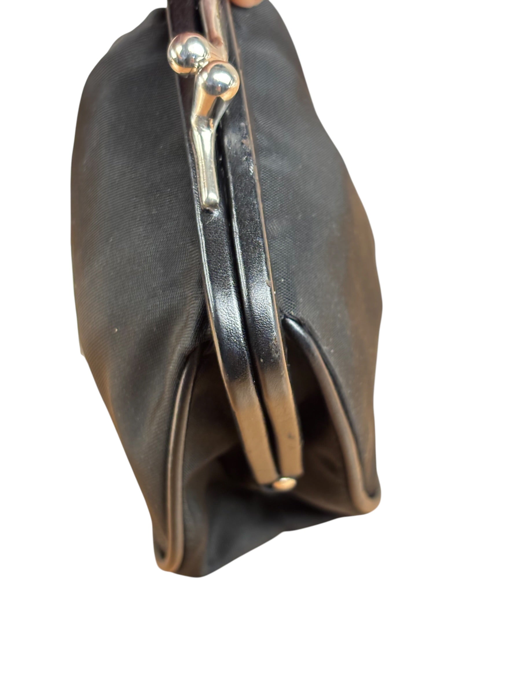 Prada Black Tessuto Nylon Leather Trim Liss-Lock Coin Bag