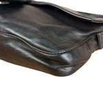 Fendi Vintage Black Leather Marble Buckle Baguette