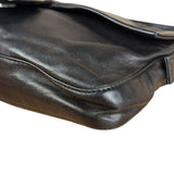 Fendi Vintage Black Leather Marble Buckle Baguette