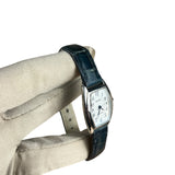 Seiko Quartz Rounded Rectangular Dial Navy Croc Strap