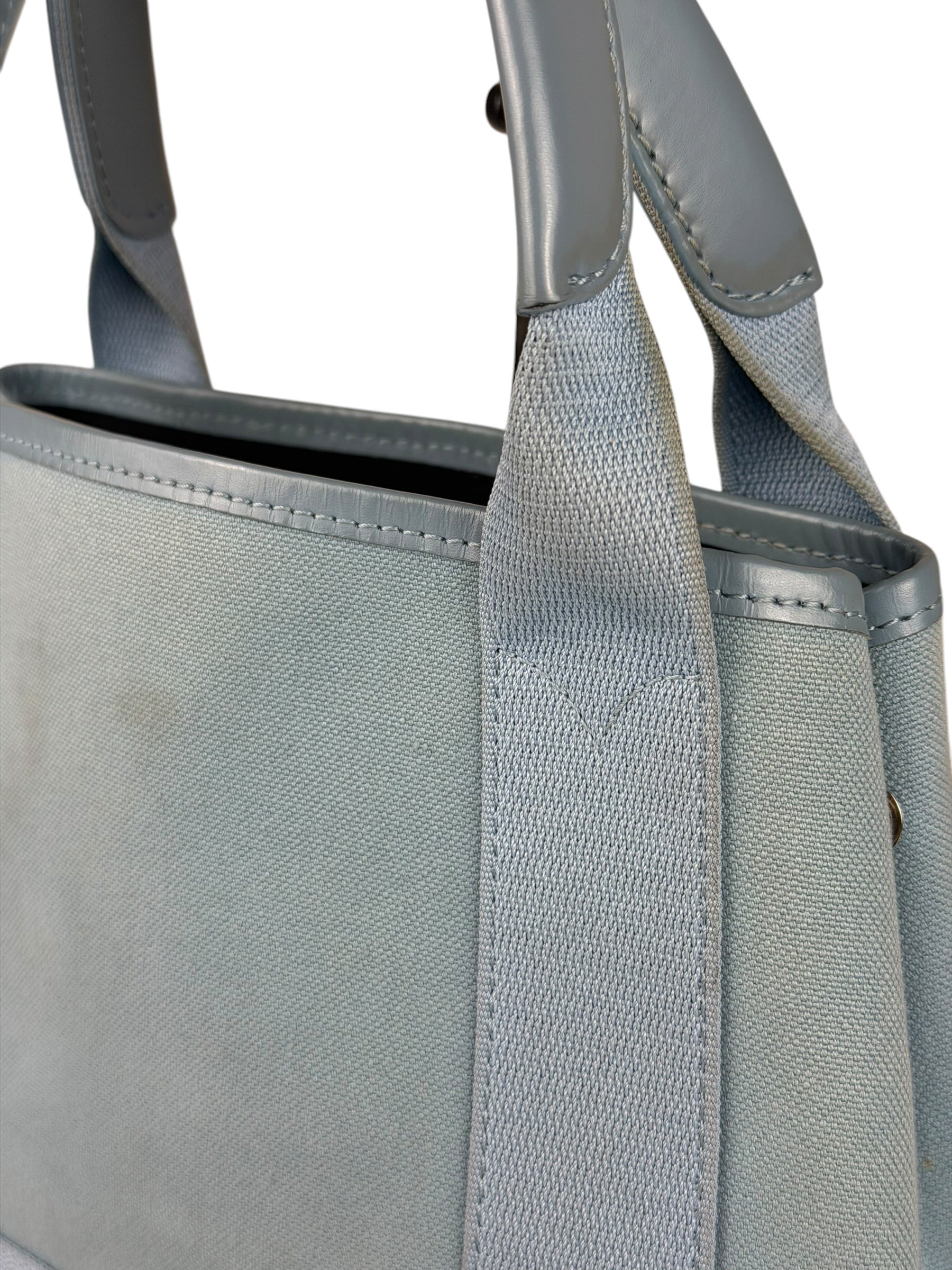 Balenciaga Light Blue Leather Trim Cabas XS Tote Bag