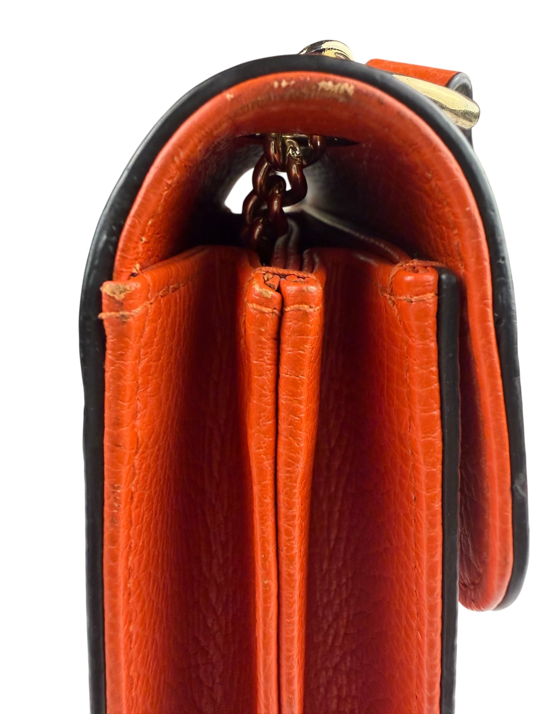 Gucci Orange Leather Small Dollar Interlocking G Shoulder Bag