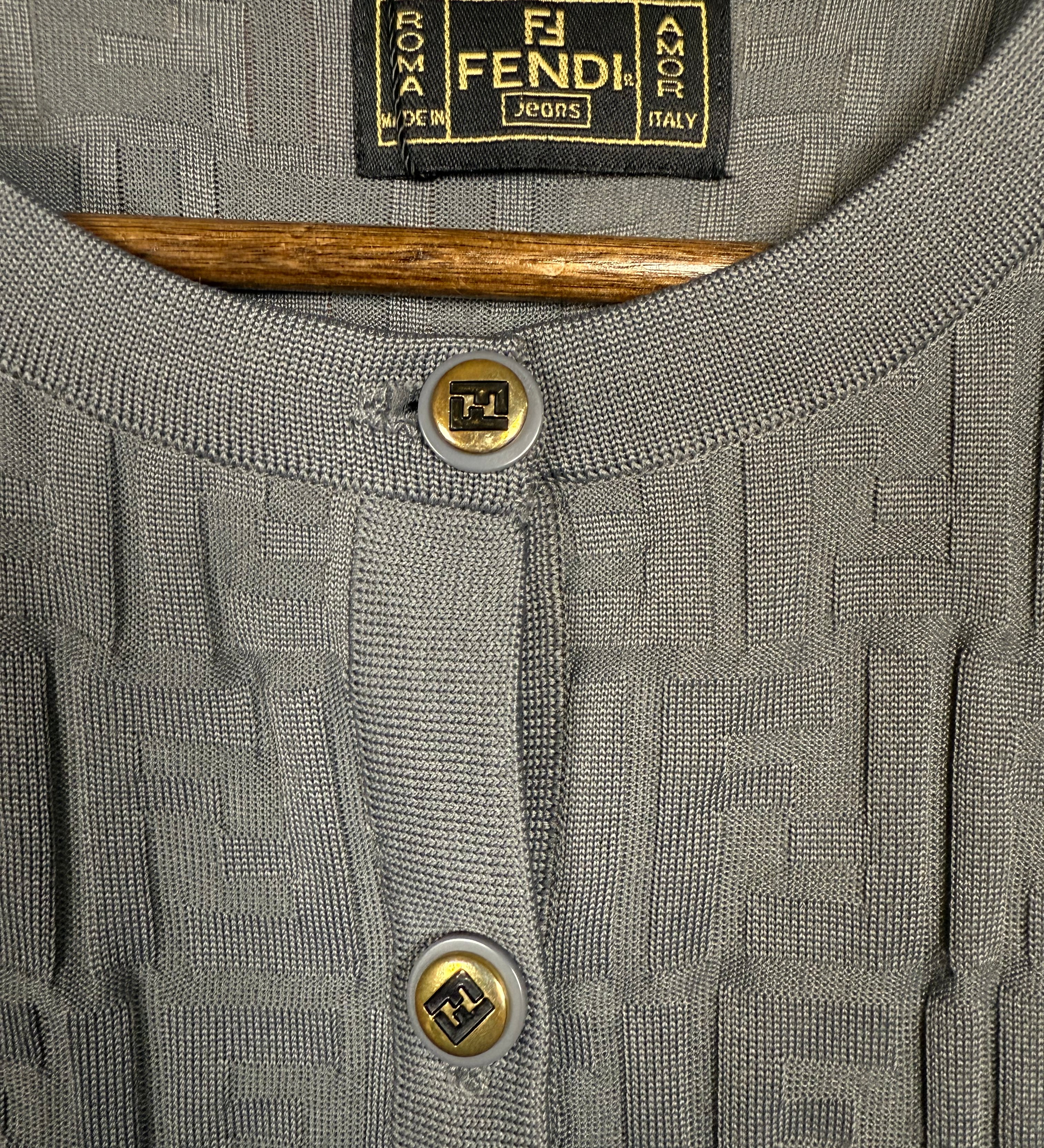Fendi FF Grey Button Up Short Sleeve