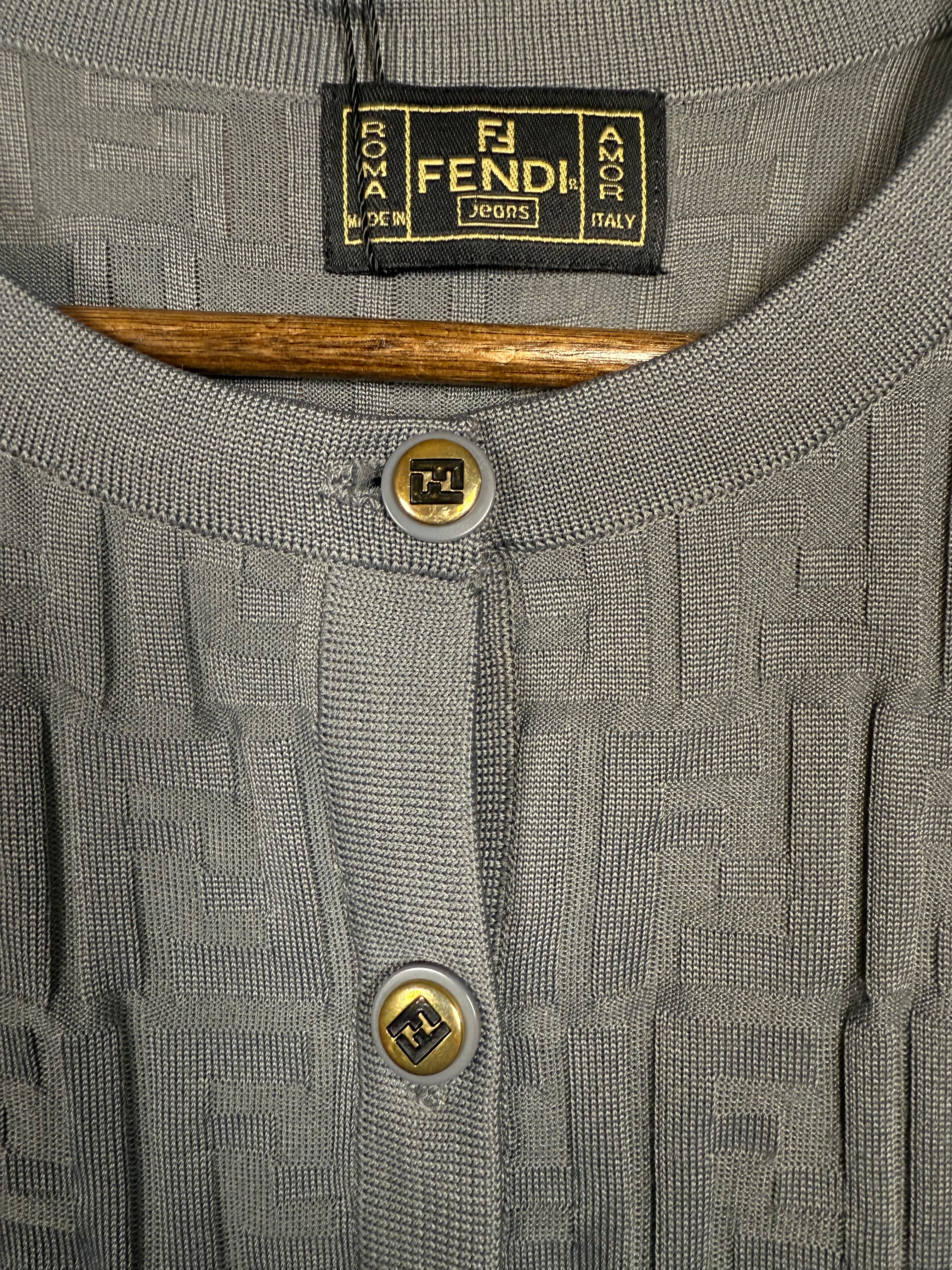 Fendi FF Grey Button Up Short Sleeve