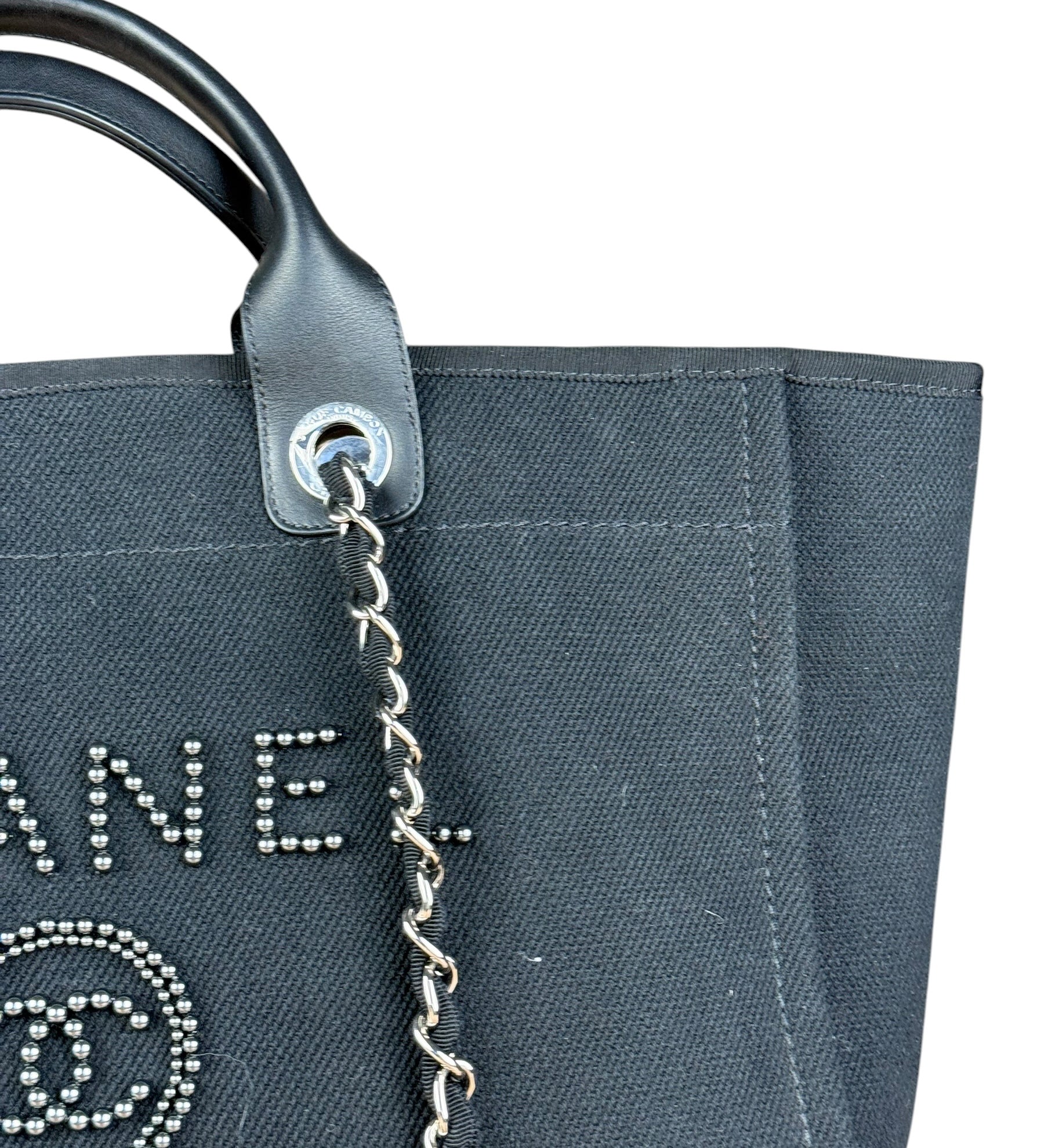 Chanel Black Canvas Pearl Deauville 2Way Tote 2019