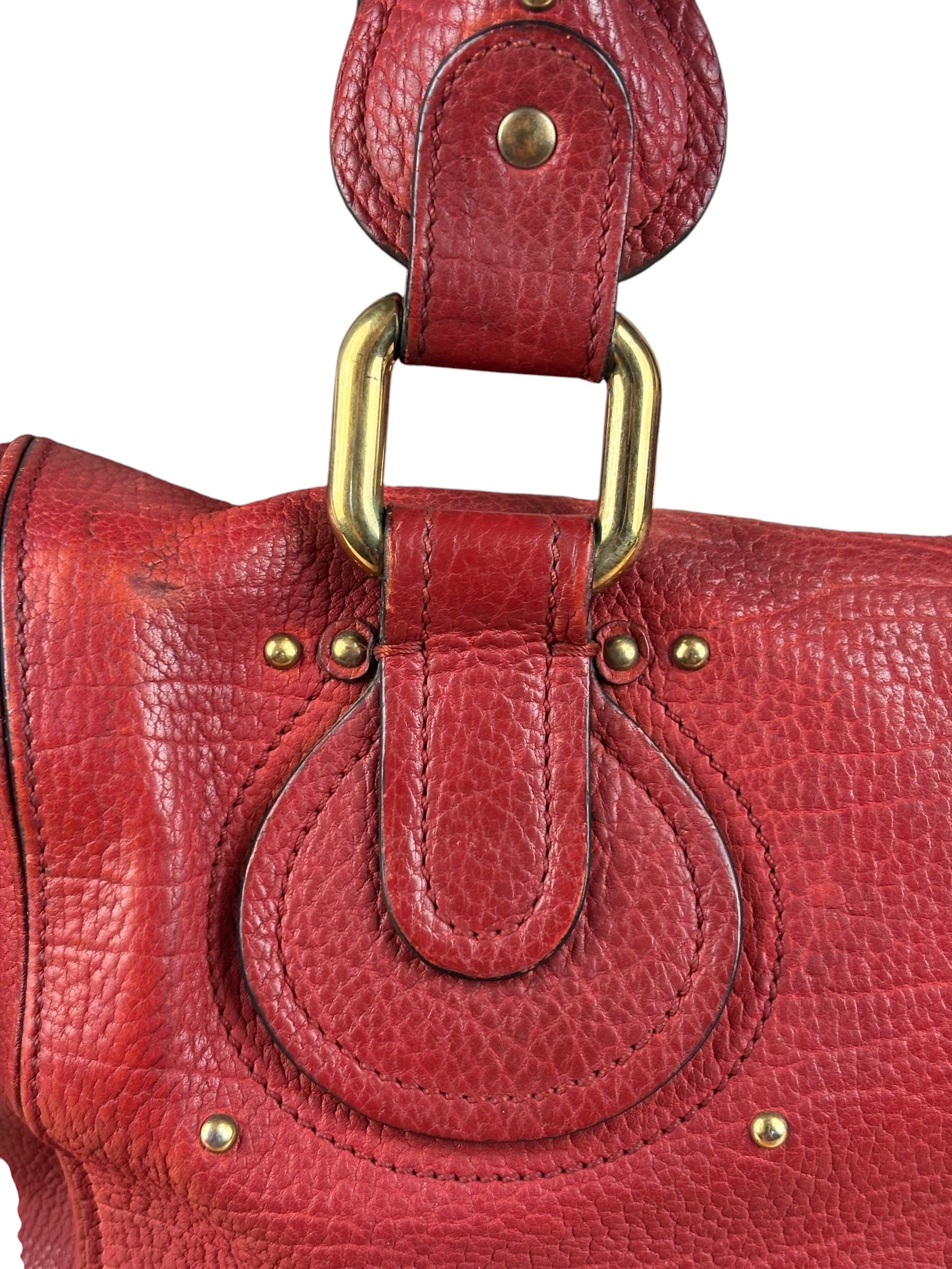 Chloe Red Leather Paddington Medium Satchel Two-Way Bag