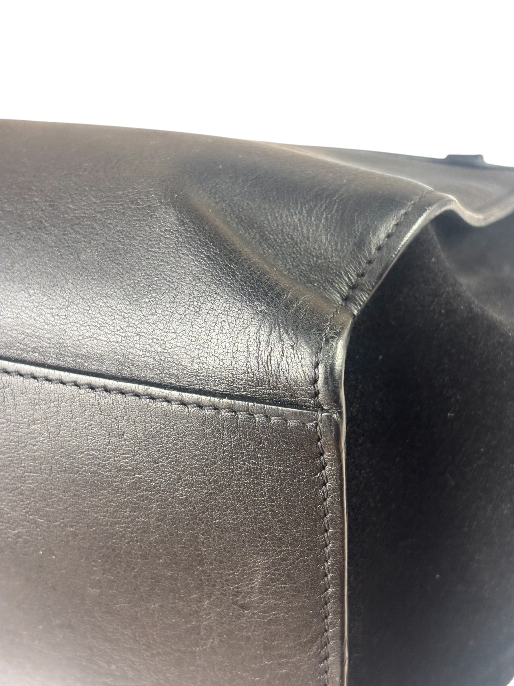 Celine Black Suede/Crocodile Embossed Leather Trapeze Two-Way Bag