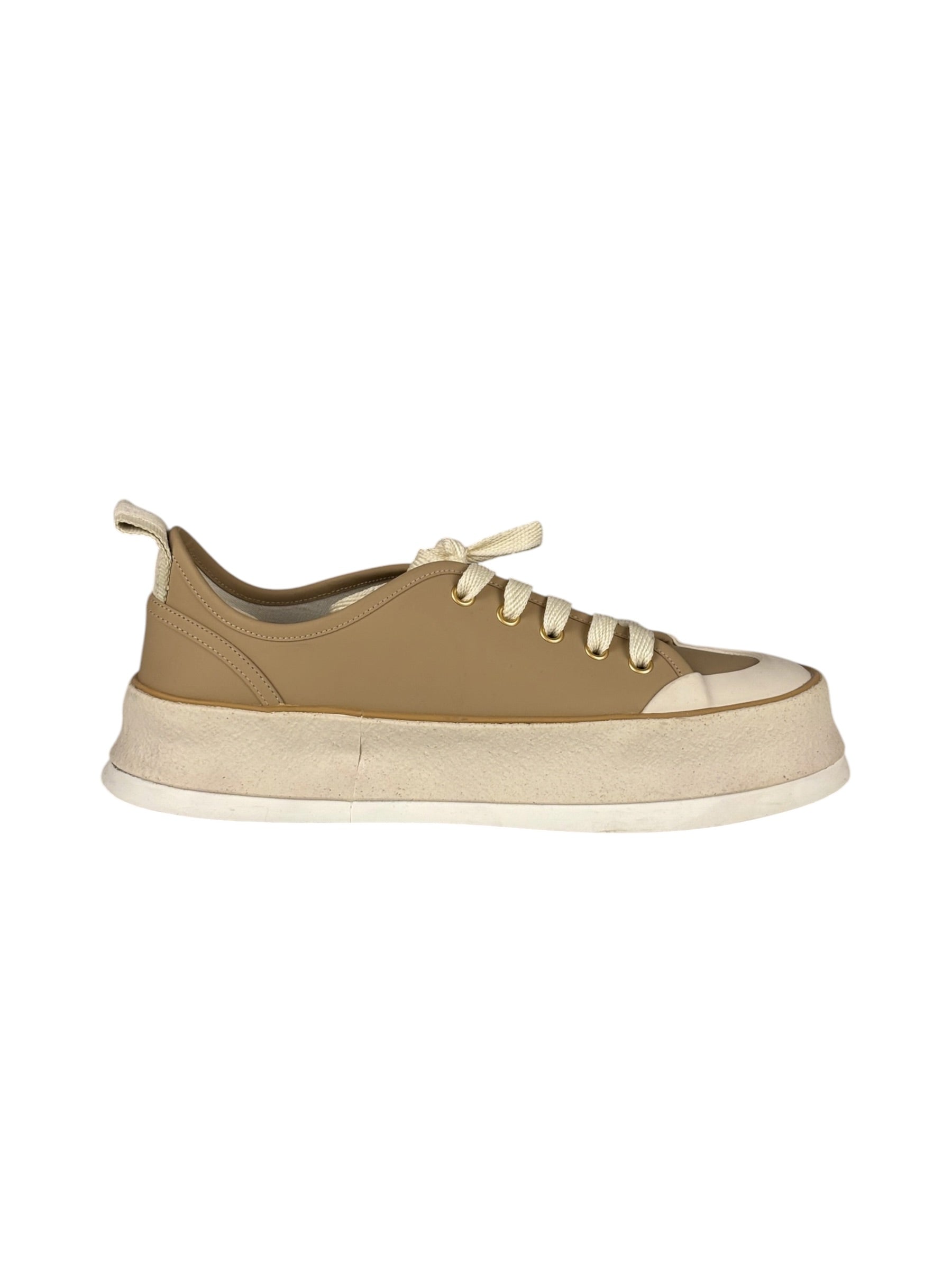 Max Mara Leather Platform Sneaker Beige