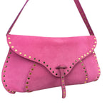 Celine Vintage Pink Suede Poulbot Shoulder Bag