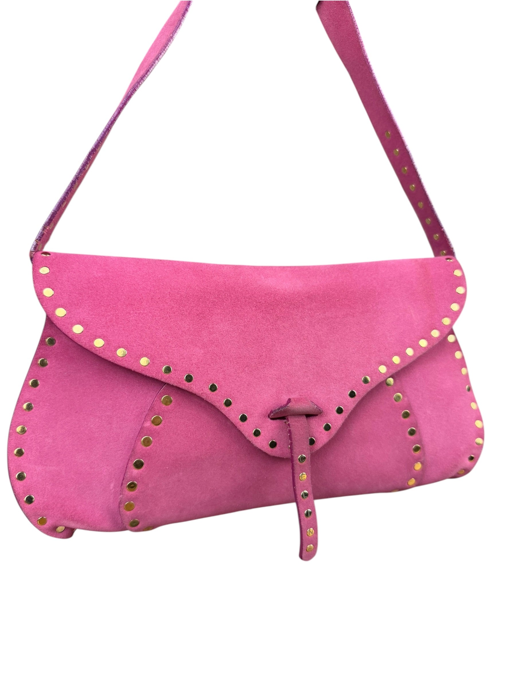Celine Vintage Pink Suede Poulbot Shoulder Bag