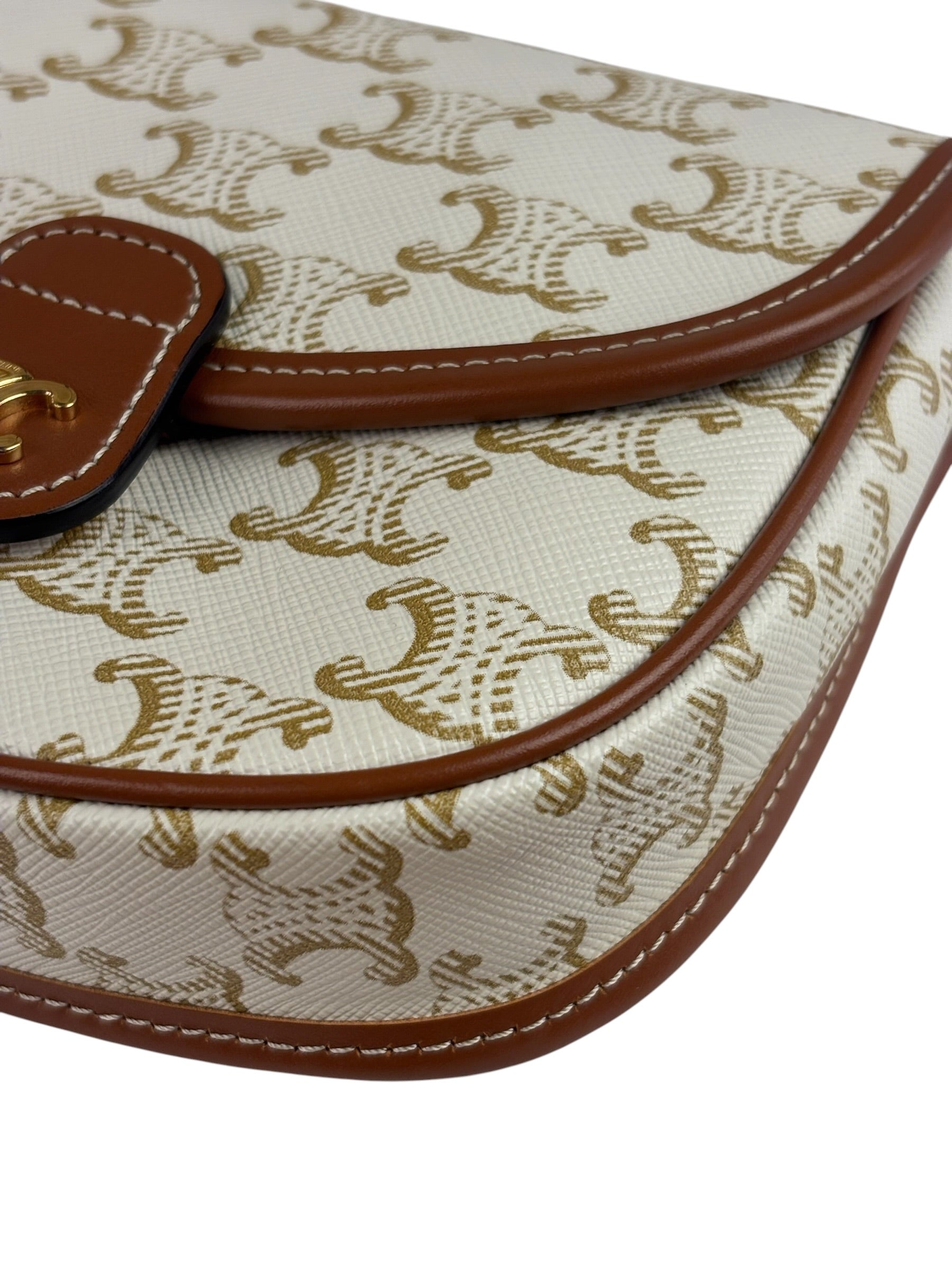 Celine White Leather Macadam Nano Triomphe Besace Shoulder Bag