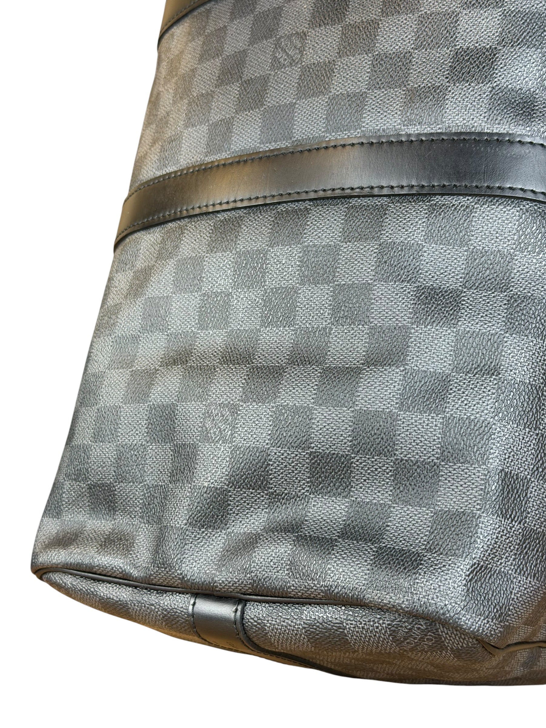 Louis Vuitton Canvas Damier Graphite Keepall Bandouliere Hand Bag