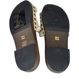 Miu Miu Suede Lining Dyed Sheep Fur Wooden Sandals
