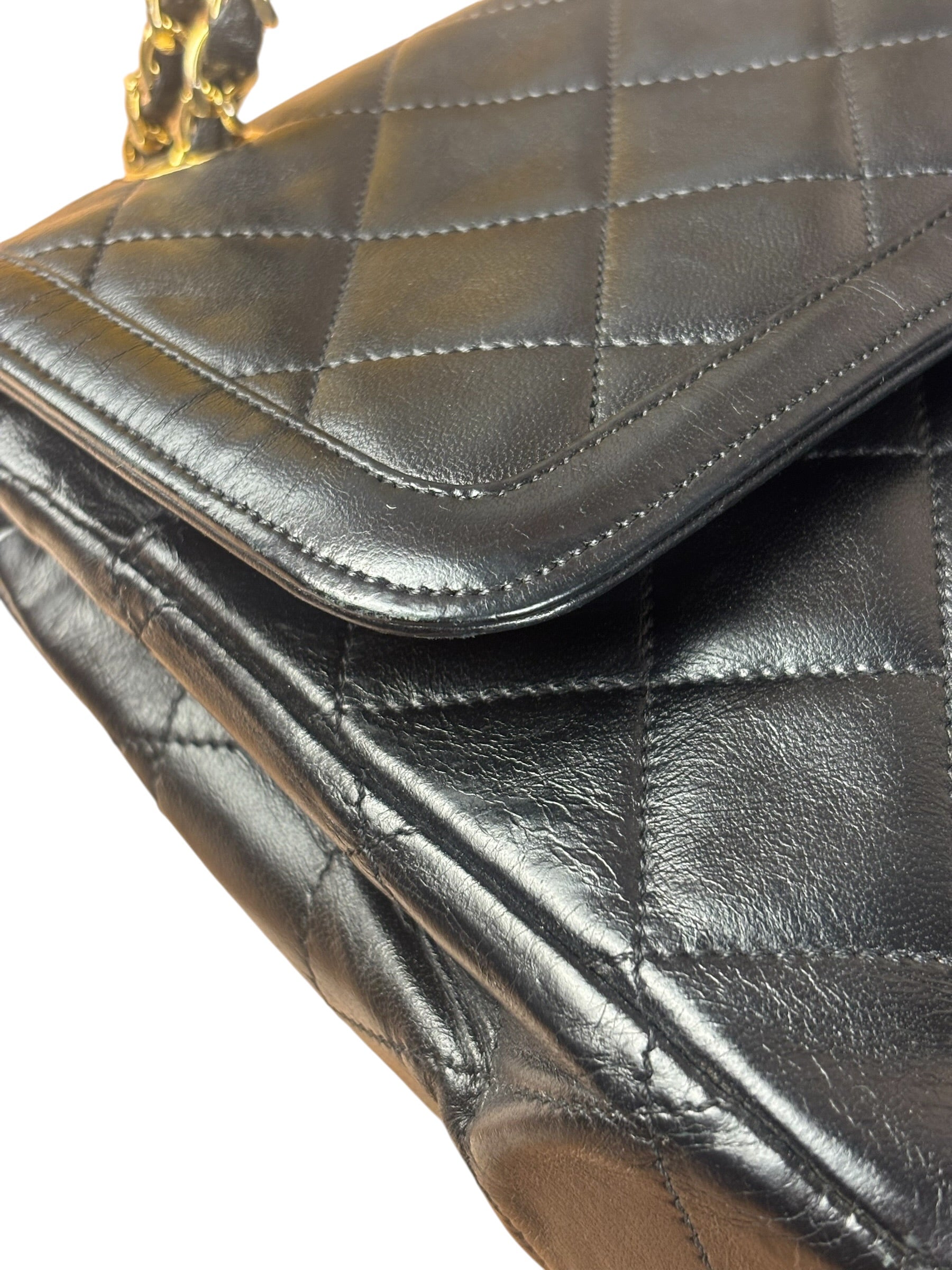 Chanel Black Quilted Two-Toned CC Double Flap Bag 90s