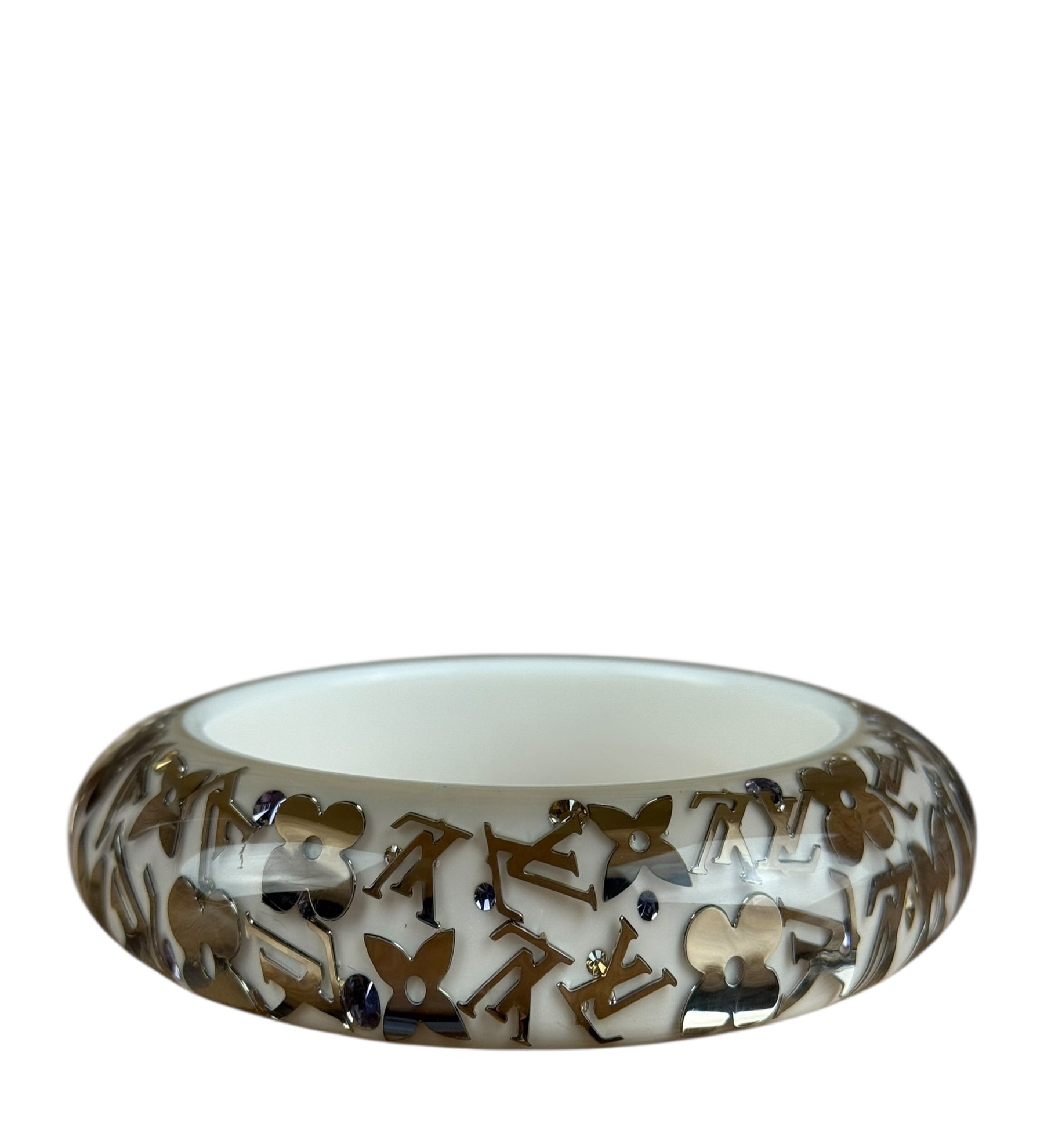Louis Vuitton Inclusion Bangle Bracelet Silver Resin