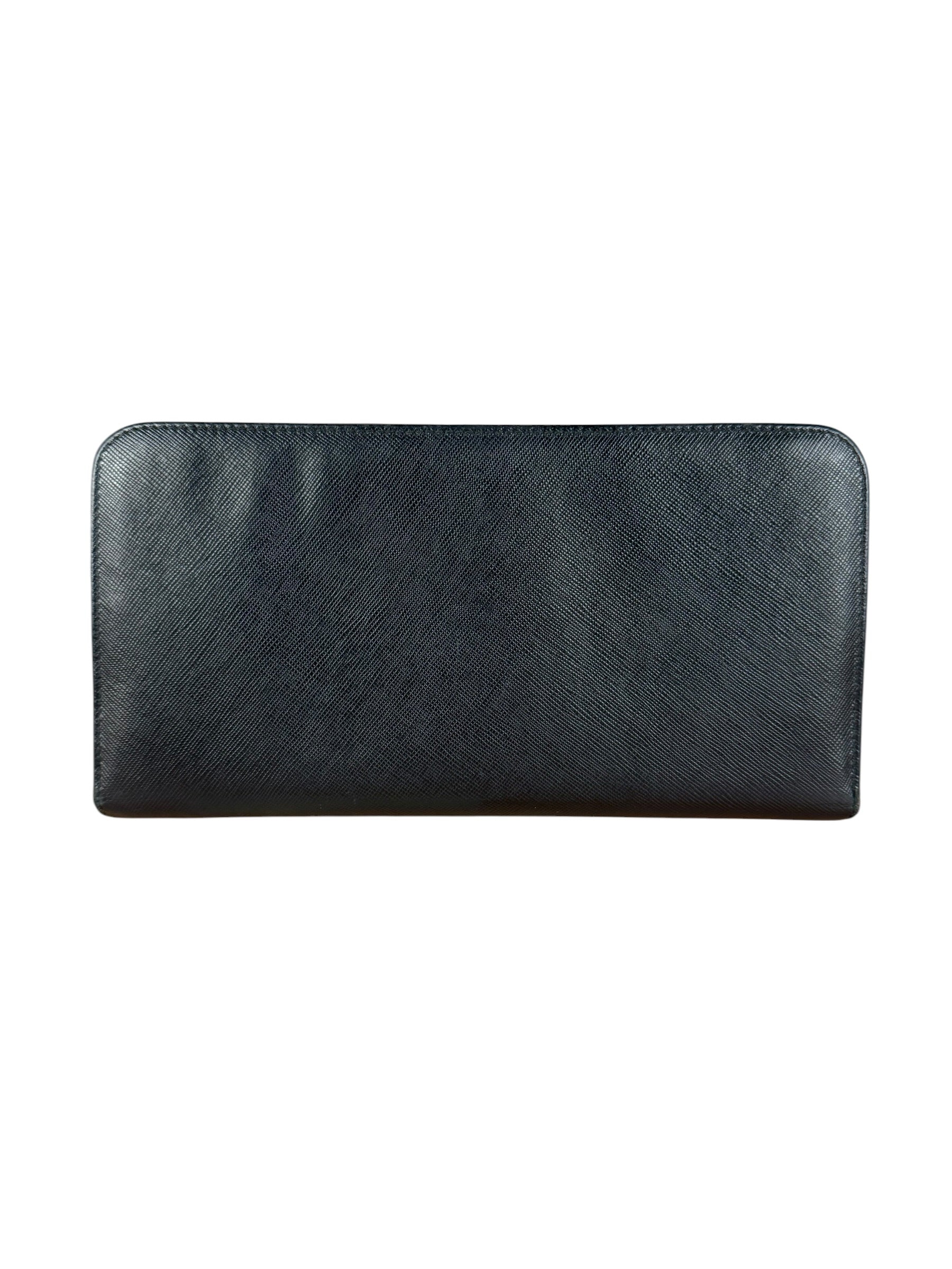 Prada Saffiano Leather Snap Long Wallet Black