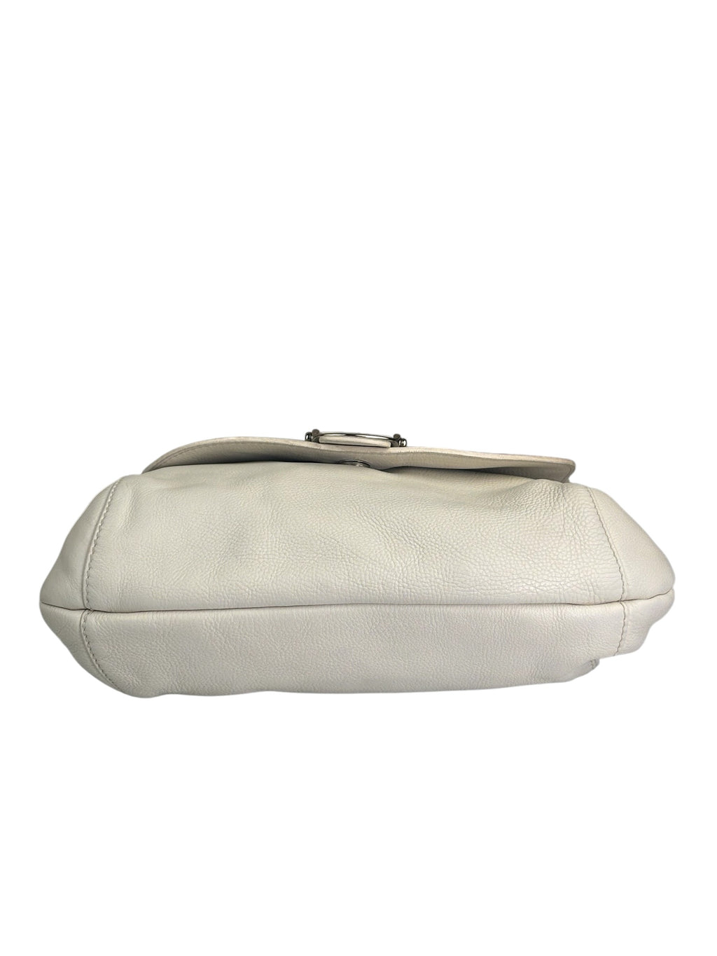Gucci White Leather Techno Horsebit Shoulder Bag