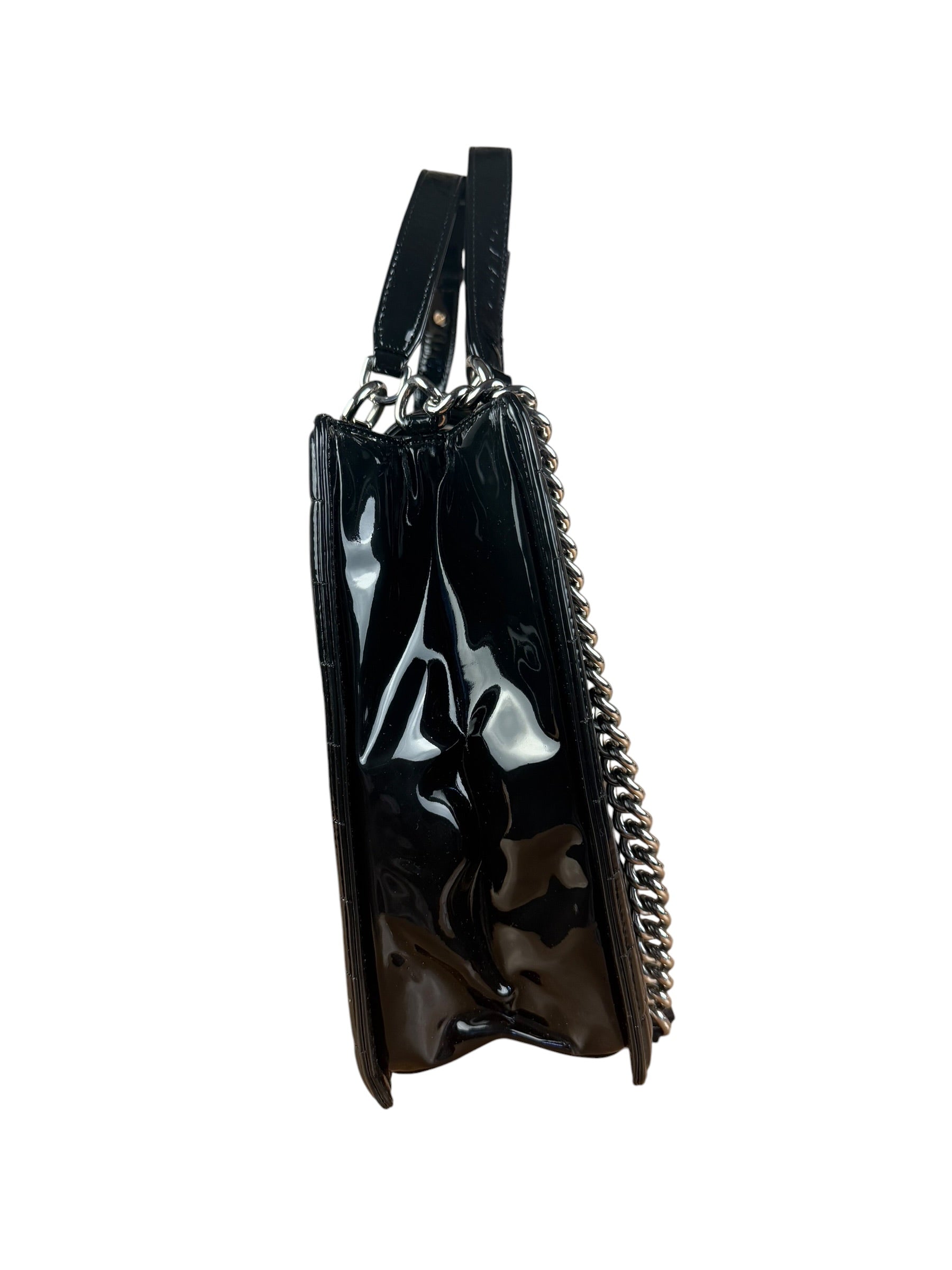 Chanel Black Patent Leather Boy Tote Two-Way Bag 2012