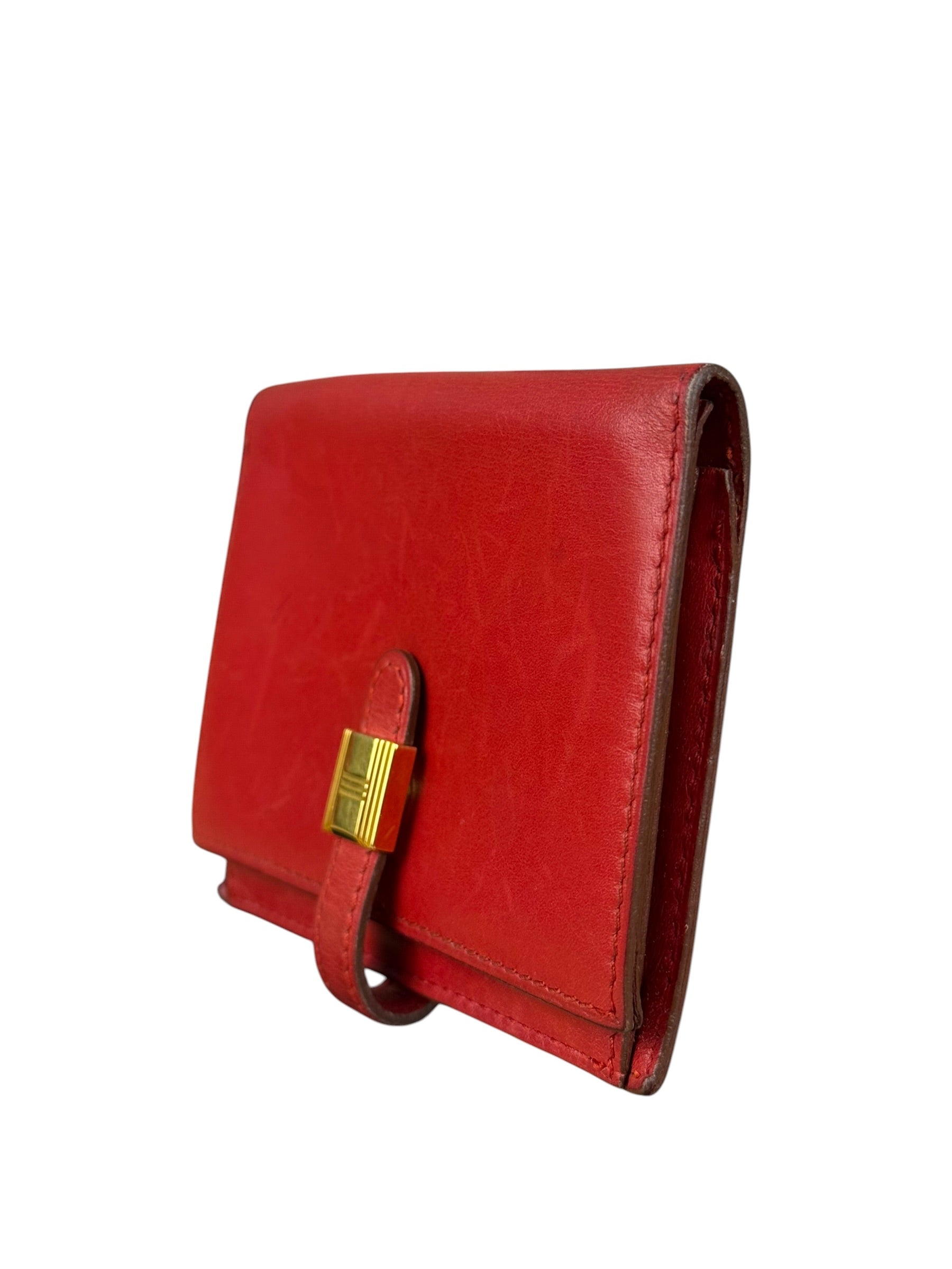 Hermes Red Leather Saumur Diane Boxcalf Cardholder