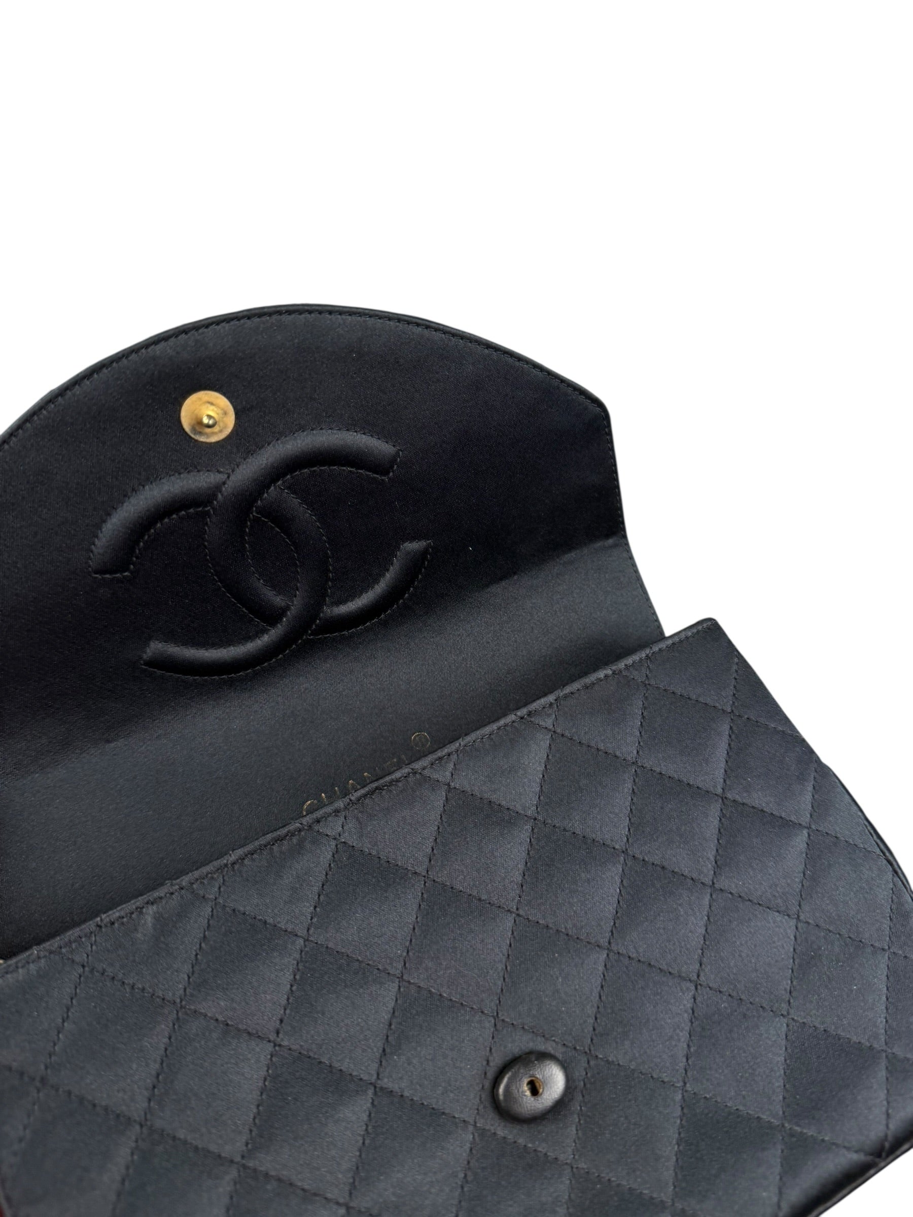 Chanel Black Quilted Satin Gripoix 1986