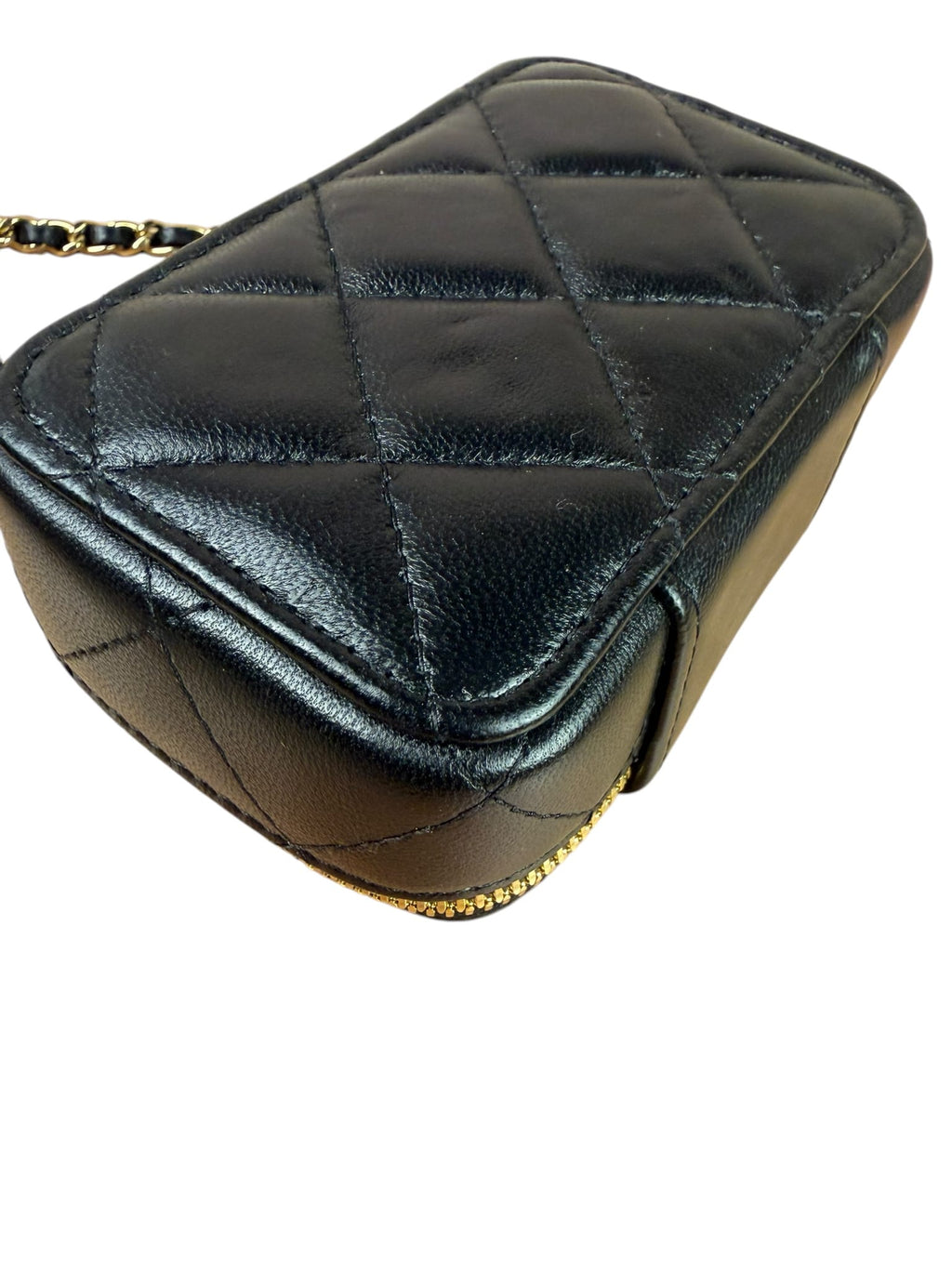 Chanel Black Quilted Leather Golden Plate Nano Vanity Case 2021