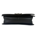 Chanel Black Leather Diamond Quilted Medium Boy Bag 2012