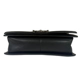 Chanel Black Leather Diamond Quilted Medium Boy Bag 2012