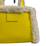 UGG x Telfar Yellow Patent Leather Fur Trim Small Shopper Crinkle In Taxi Tote