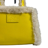 UGG x Telfar Yellow Patent Leather Fur Trim Small Shopper Crinkle In Taxi Tote