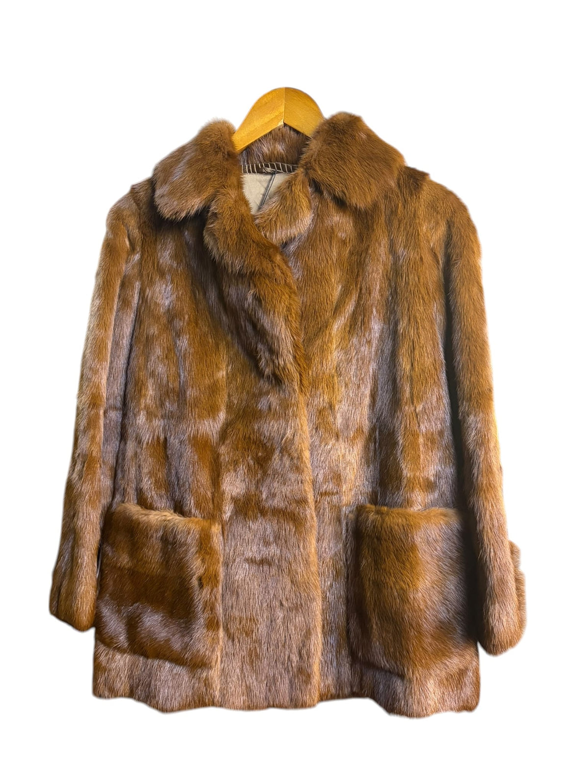 Vintage Brown Mink Big Pockets Coat