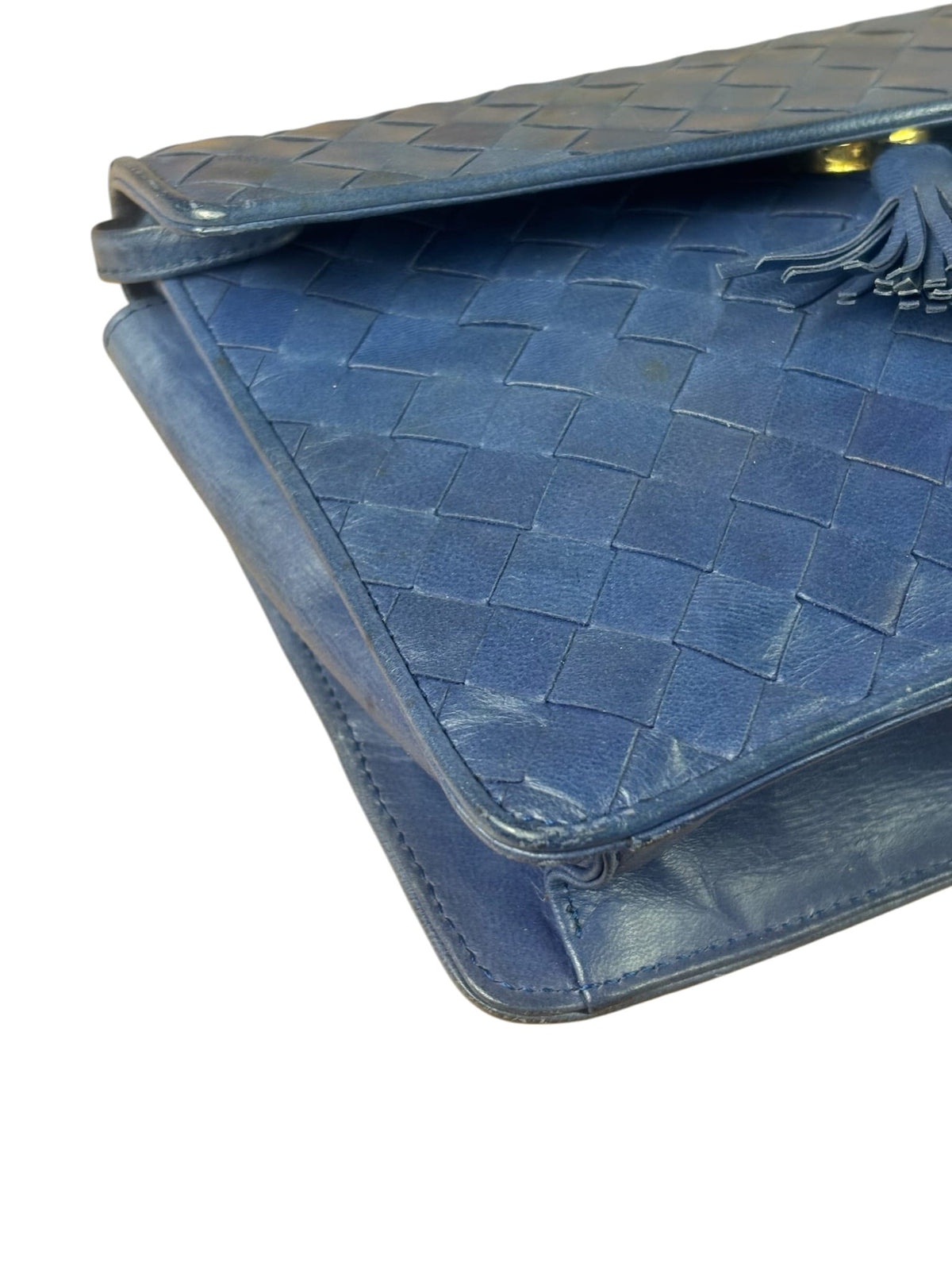 Bottega Veneta Navy Intrecciato Small Shoulder Bag
