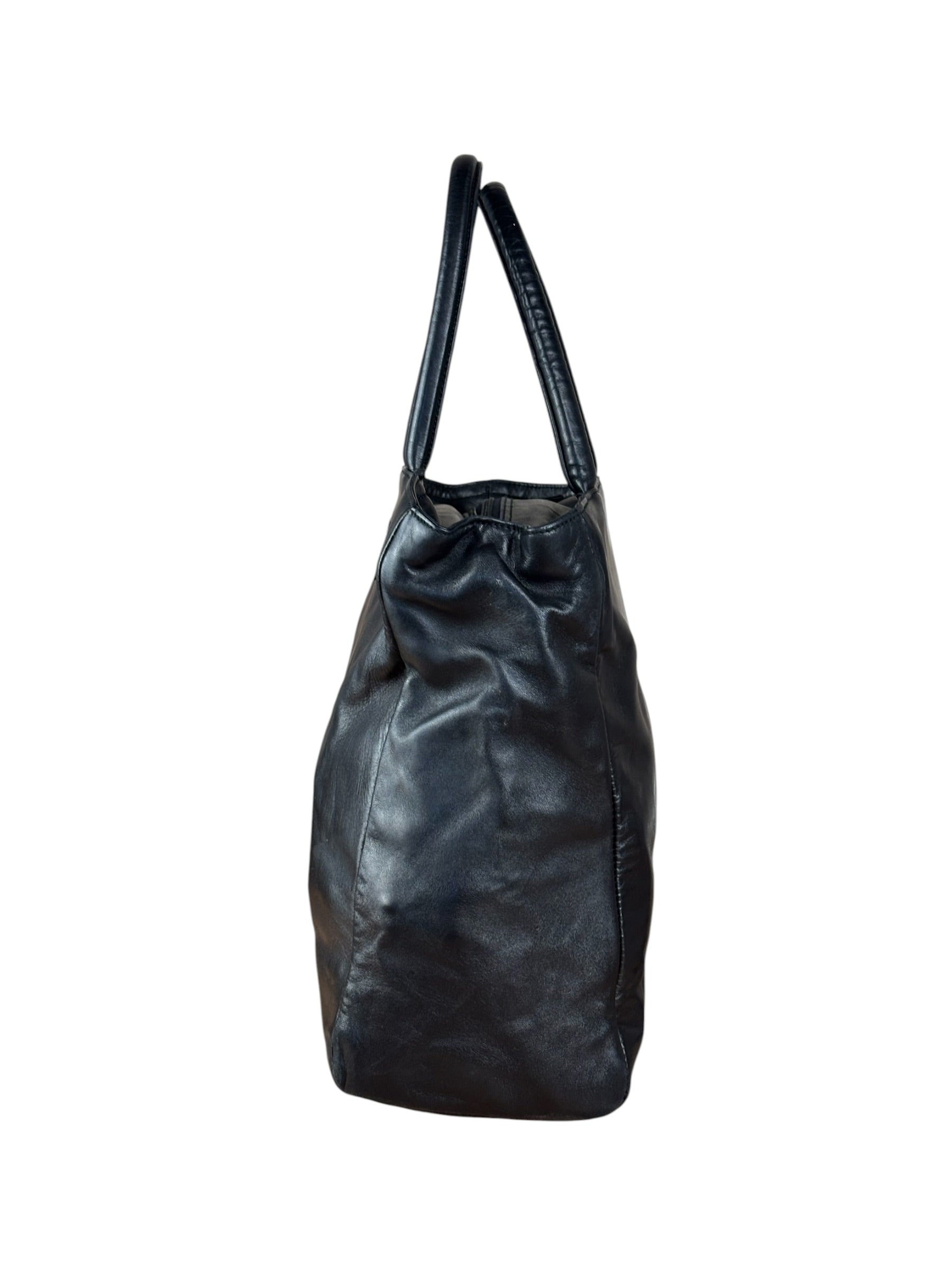 Prada Vintage Black Leather Tote Bag