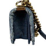 Chanel Blue Denim/Leather Trim Patchwork Boy Flap Bag 2014