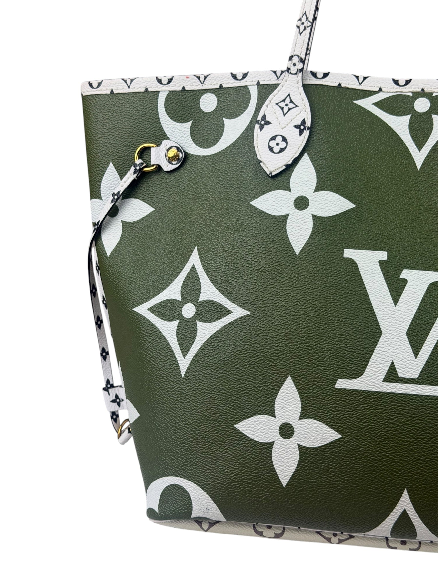Louis Vuitton Olive Green/Beige Monogram Giant Neverfull MM