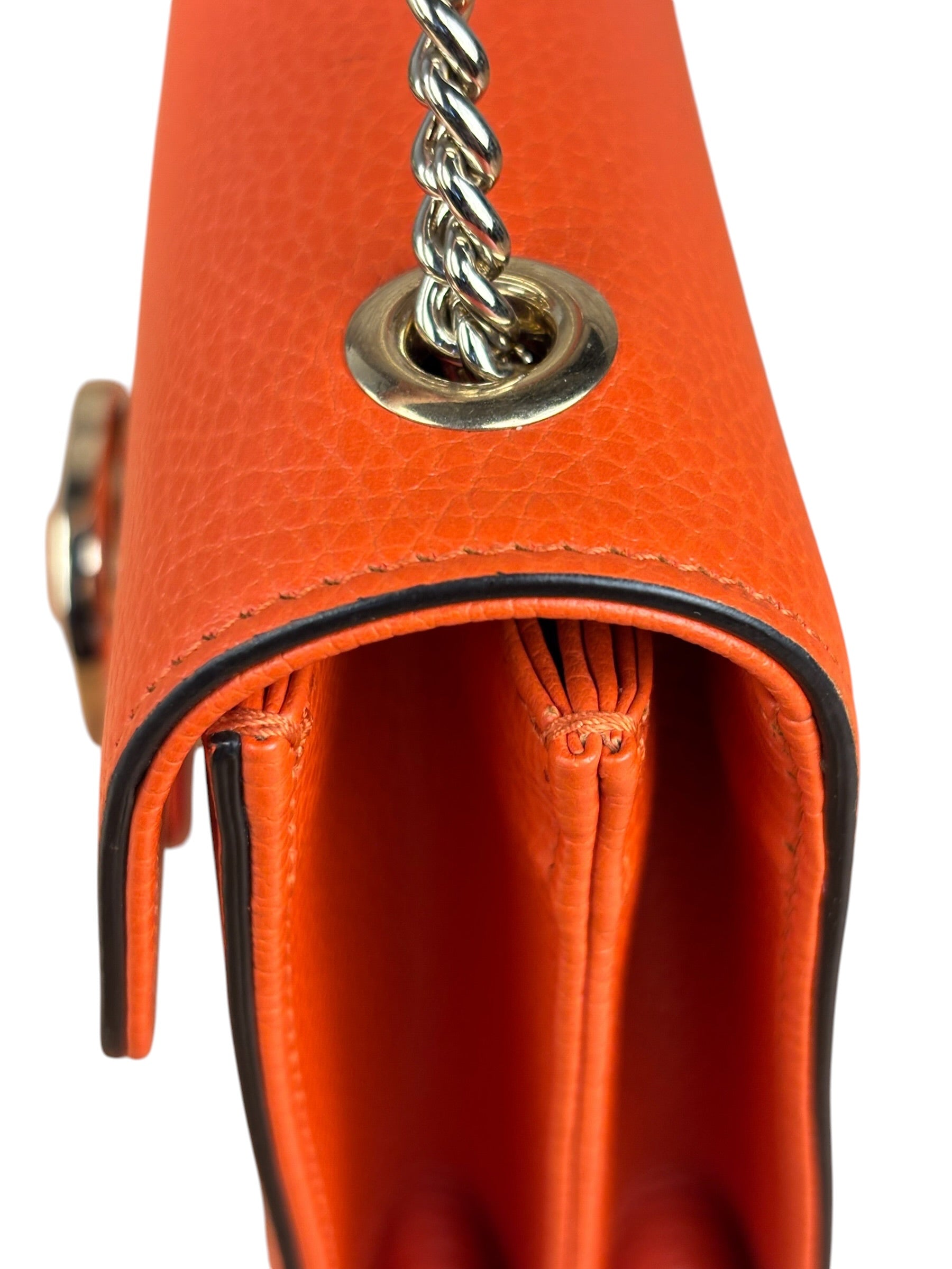 Gucci Orange Leather G Dollar Interlocking Small Shoulder Bag