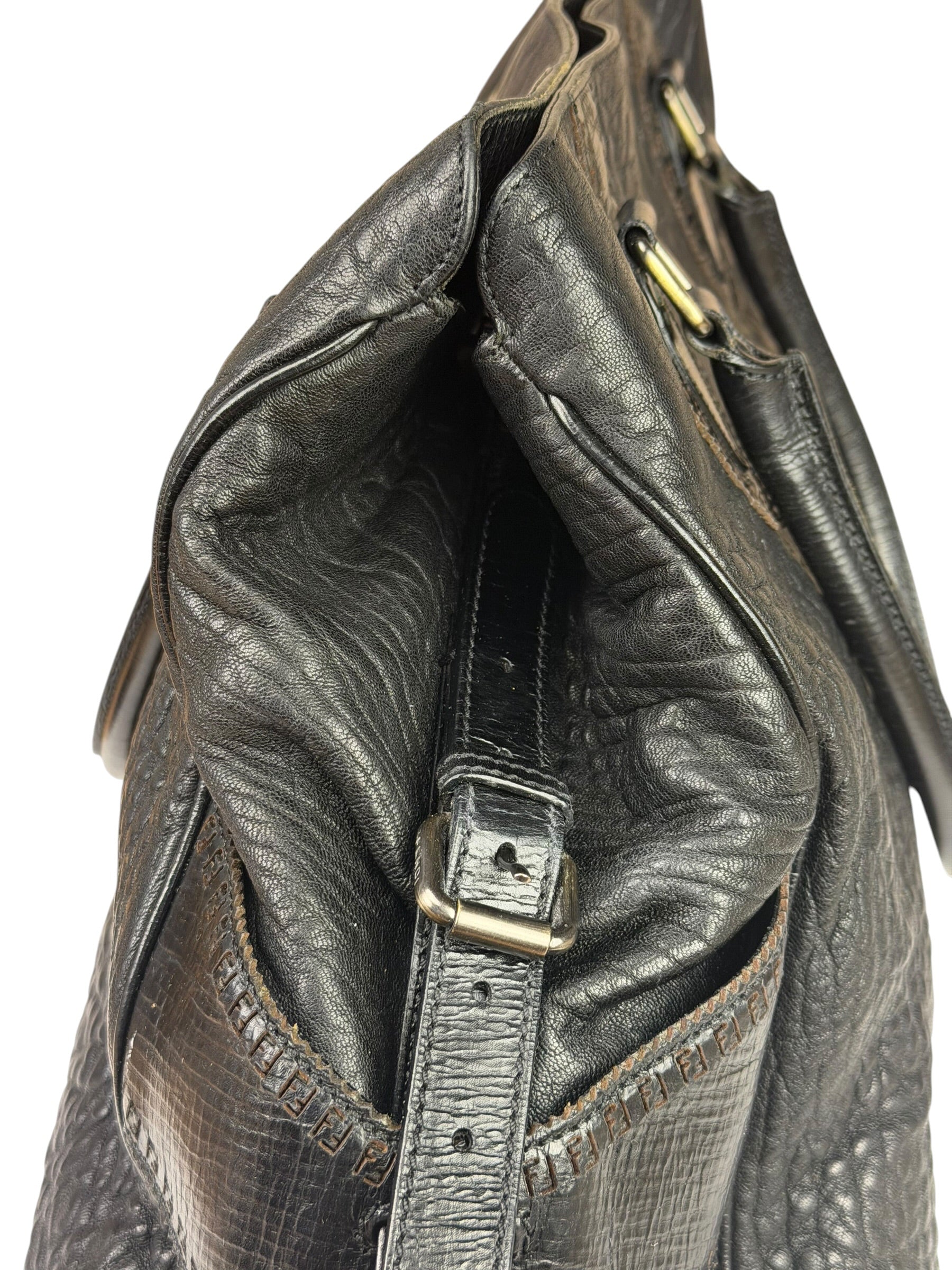 Fendi Black Leather Etniko Du Jour Shoulder Bag