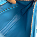 Balenciaga Blue Satin/Leather Trim Leopolda Small Hobo Bag