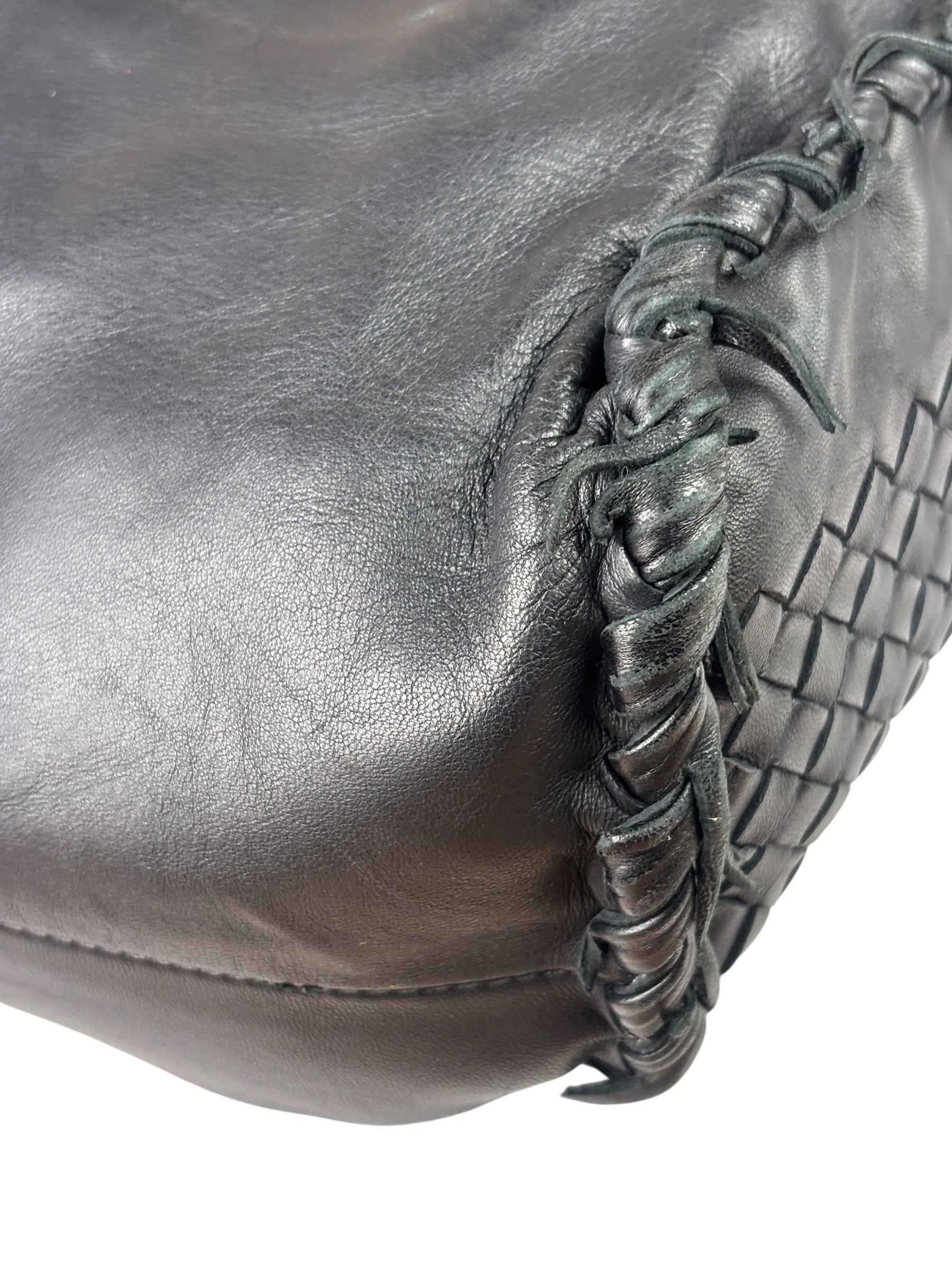 Bottega Veneta Black Intrecciato Fringe Shoulder Bag