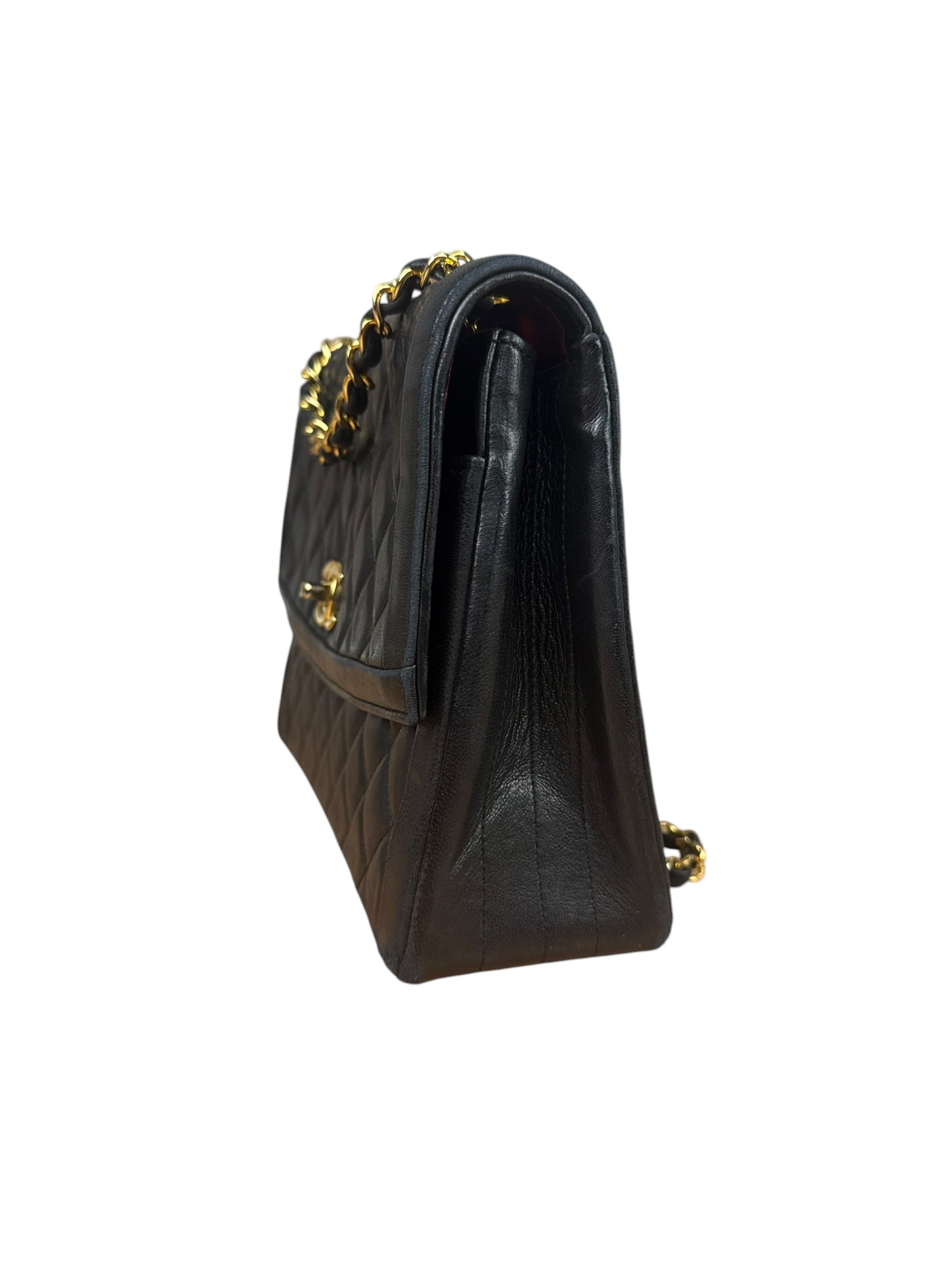 Chanel Black Quilted Leather Chain Flap Bag