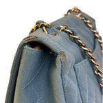 Chanel Teal Blue Jersey Large Flap Bag 2009