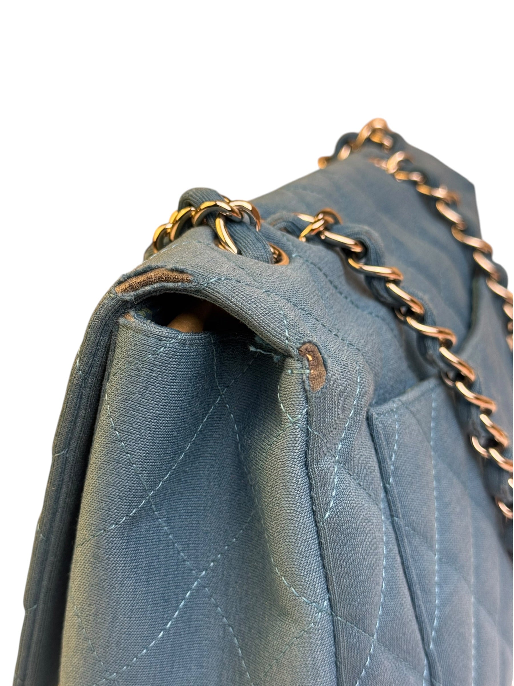 Chanel Teal Blue Jersey Large Flap Bag 2009